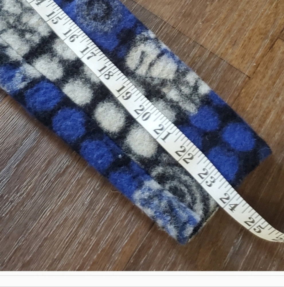 Wool Domani Blue Worldly Checkered Patch Polka Do… - image 6